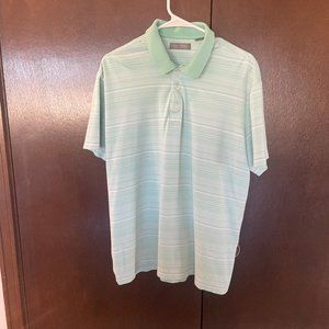 Men's Mint/Seafoam White Stripe Green Daniel Cremieux Polo Style Top XL